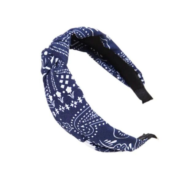 Blue Bandana Top Knot Headband - Picture 1 of 1